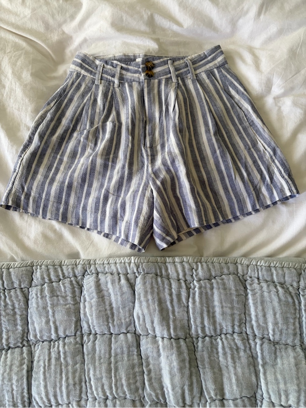 Twik High-Waist Blue and White Striped Shorts